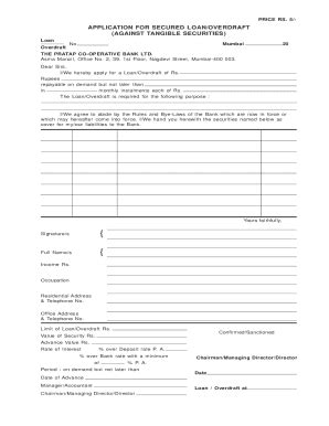 Fillable Online Loan Overdraft Form 2 Pages Pdf Fax Email Print PdfFiller