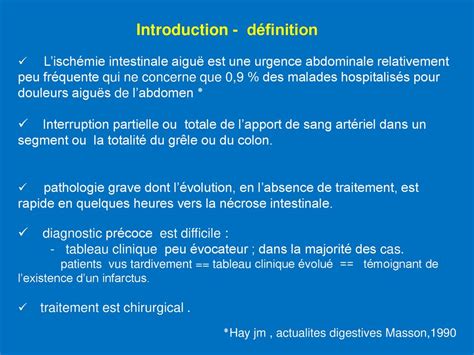 Ischémies intestinales aigues infarctus mésentérique ppt télécharger