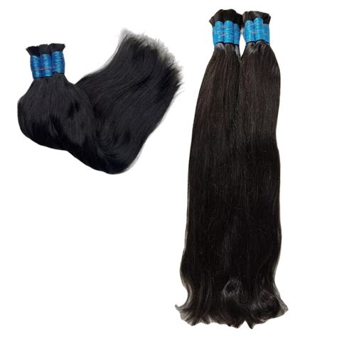 Cabelo Humano Liso Levemente Ondulado Indiano Semi Limpo Liga Azul