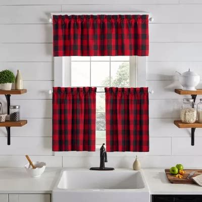 Elrene Home Fashions Farmhouse Living Holiday Buffalo Check 2 Pc Rod