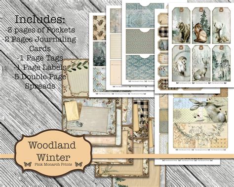 Winter Woodland Junk Journal Kit Woodland Journaling Kit Etsy