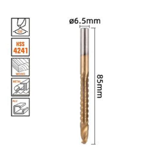 PUNTA TRAPANO ELICOIDALE Ø6 5MMX85MM IN HSS PER METALLO LEGNO 57151