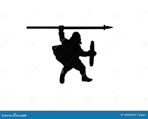 Viking Warrior Spearman Dark Silhouette Stock Image Illustration Of