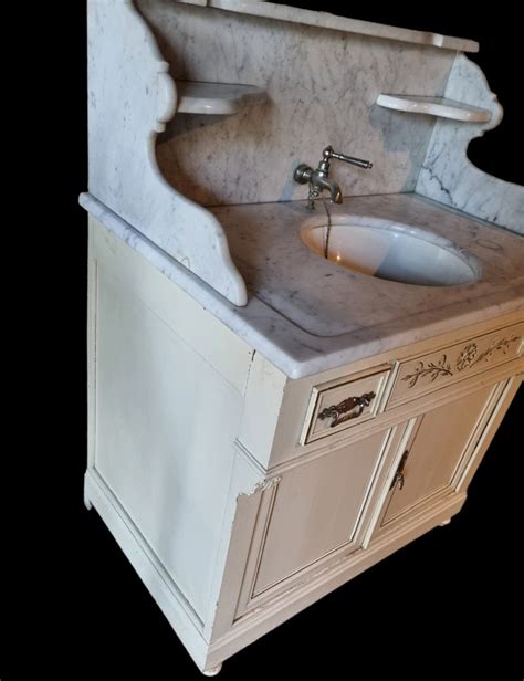 Proantic Meuble De Toilette Lavabo Marbre Vers