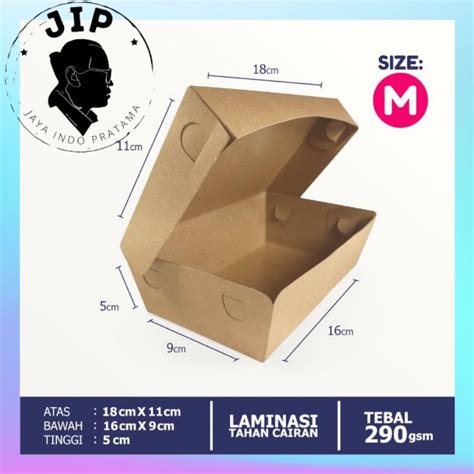 Jual LUNCH BOX PAPER BOX MAKANAN KOTAK NASI UKURAN M KERTAS KRAFT