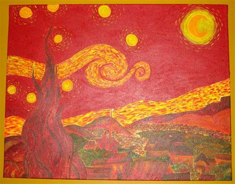 My Red Starry Night By Kymtacullar On Deviantart Starry Night Painting Starry Night Vincent