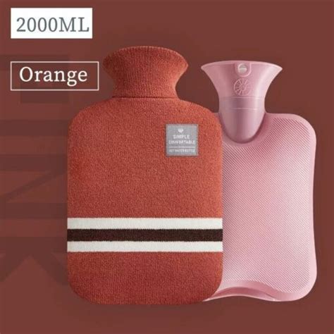 Large 2L Hot Water Bottle Natural Rubber With Warm Cosy Fleece