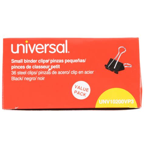 Universal Unv10200vp3 38 Capacity Black Small Binder Clip 36pack