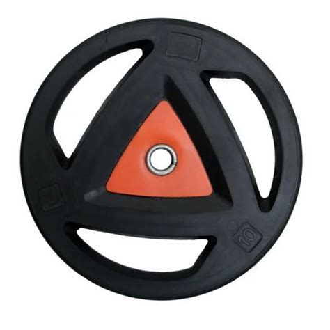 Black Rubber Encased Iron Olympic Plates Mm With Steering Tri Grip