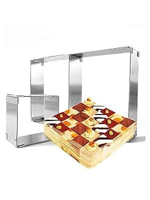 Tebery 2 Pcs Square Baking Cake Tin Adjustable Cake Tins Rectangular