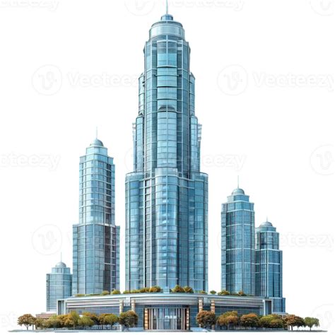 Skyscraper Isolated On Transparent Background Glass Skyline Building