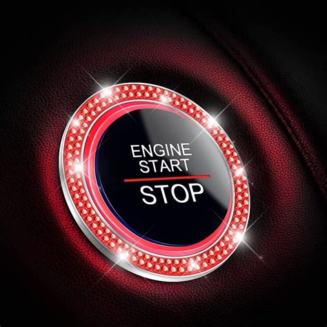 Cgeamdy Pcs Car Push Start Button Crystal Rhinestone Cover Sticker