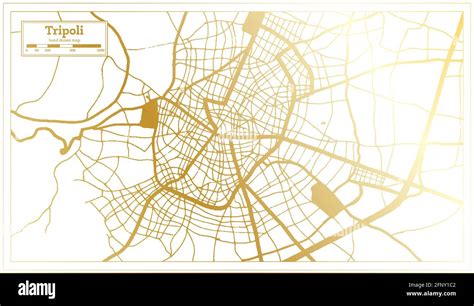 Tripoli Greece City Map In Retro Style In Golden Color Outline Map