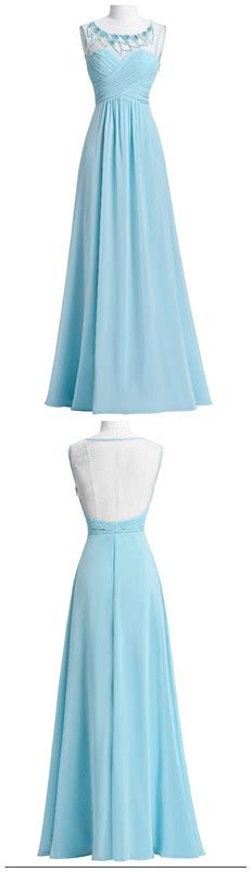 Chiffon Bridesmaid Dresses Light Blue Long Wedding Party Dress On Luulla