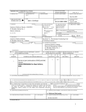 Fillable Online CONTRACT ORDER FOR COMMERCIAL ITEMS 1 REQUISITION