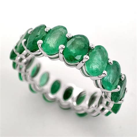 No Reserve Price Carat Emerald Eternity Ring Kt White