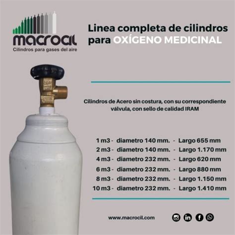 Tubo Cilindro de Oxígeno Medicinal Macrocil