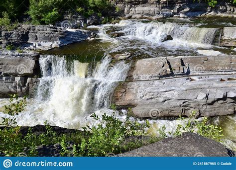 Series Of Cascades At Hog S Back Falls Along The Rideau River Stock