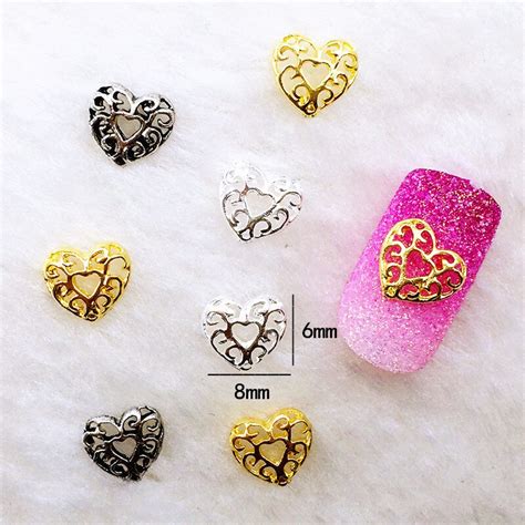 10pcslot 68mm Retro Gold Silver Hollow Heart 3d Diy Design Metal