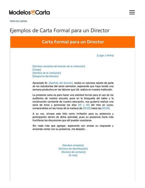 Ejemplos De Carta Formal Para Un Director Cartasymodelos Udocz