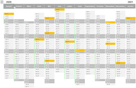 Calendrier perpétuel 13 mois avec choix des mois