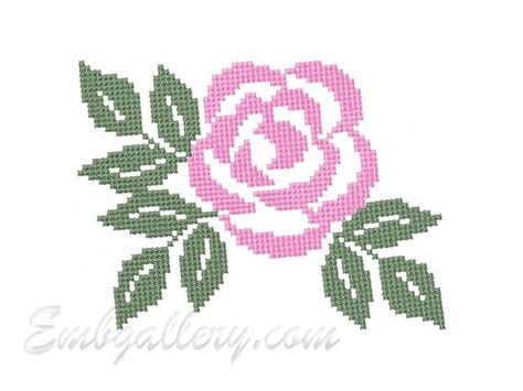 Rose Cross Stitch Machine Embroidery Design