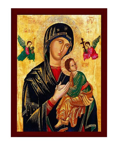 Our Lady Of Perpetual Help Icon Handmade Greek Orthodox Icon Of Virgin