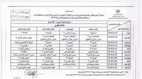 اعلام برنامه زمانی امتحانات نهایی پایه دوازدهم خبرگزاری صدا و سیما