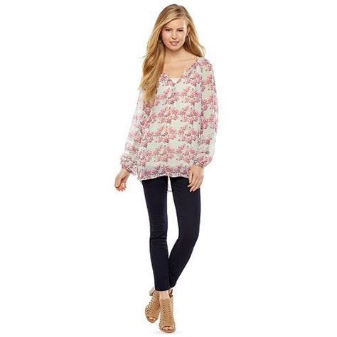 LC Lauren Conrad Floral Chiffon Henley Women S Women S Henley