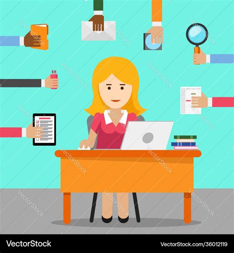 Secretary Busy Woman For Office Work Royalty Free Vector