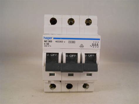 Hager Mcb Triple Pole Phase Circuit Breaker Type C A