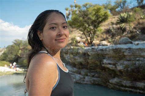 Portrait Of A Latin Woman Sunbathing In A Bikini Stock Image Image Of Outside Sunshine