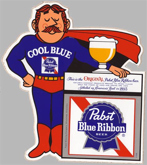 Vintage Pabst Blue Ribbon Cool Blue Guy Sticker 1970s Flickr