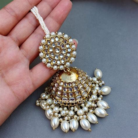 Big White Traditional Jhumka Earrings For Girls Fashioncrab