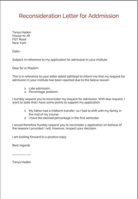 Reconsideration Letter Free Templates Download Now