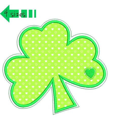 Embroidery Design St Patricks Day Shamrock Applique Heart Machine