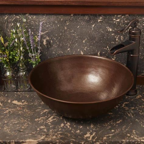 Sinkology Hubble 18 Gauge 14 In Copper Vessel Bath Sink In Aged Copper Brv 1405bc The Home Depot