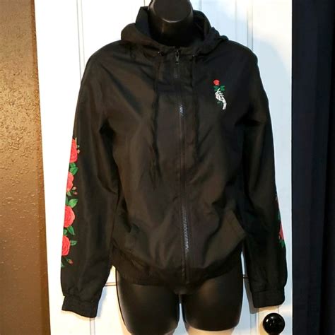 Empyre Jackets And Coats Empyre Brand Red Rose Black Hoodie Wind