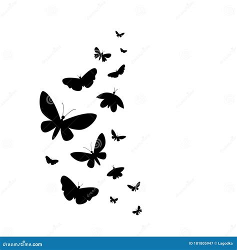 Flying Butterflies Silhouettes Stock Vector Illustration Of