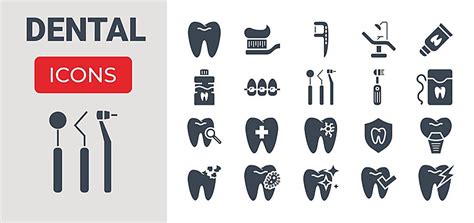 Dental Icons Set Dentistry Mouth Denture Vector Dentistry Mouth