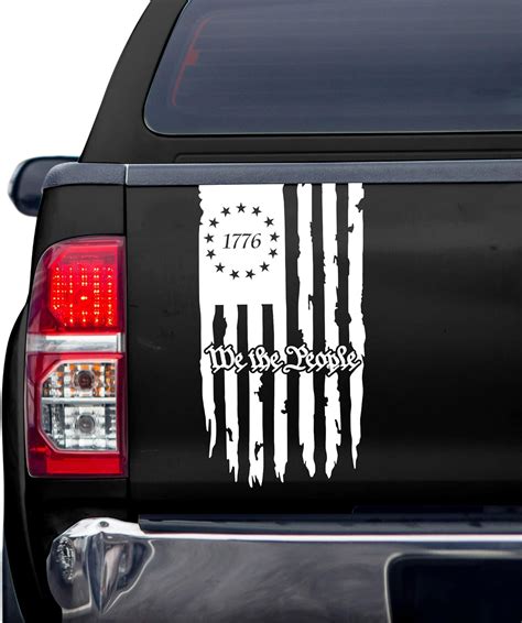 Amazon.com - Hsdiokl 1776 American Flag Truck Decal,We The People White