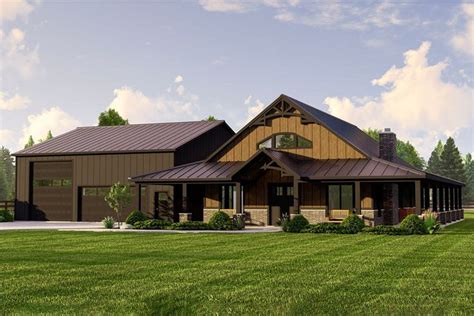 Story Bedroom Farmhouse Inspired Barndominium Style House With