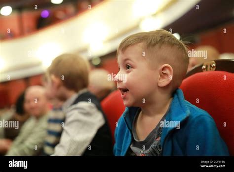 Portrait Of Smiling Boy In The Theater Stock Photo Alamy