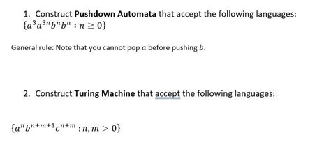 Solved Construct Pushdown Automata That Accept The Chegg