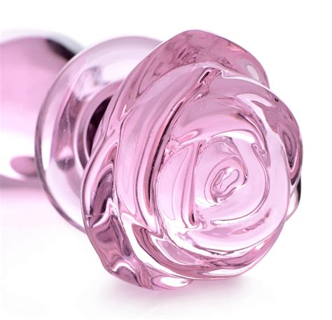 Pink Rose Glass Anal Plug Medium The Bdsm Toy Shop