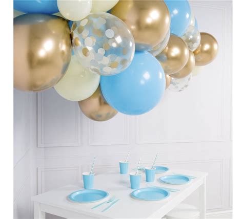 Luxe Ballonnen Boog Blauw Chrome Goud Wit Stuks Ballonnenboog