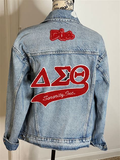 Delta Sigma Theta Sorority Inc Embellished Denim Jacket Dst Etsy Uk