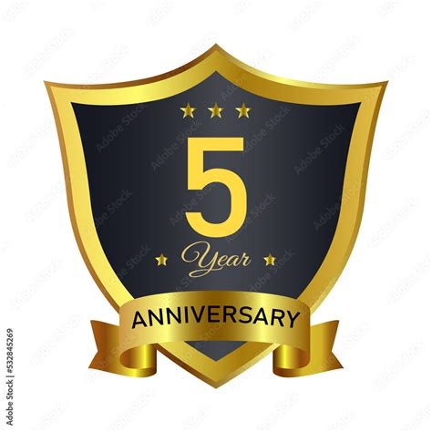 Anniversary Royal Badge Png With A Shield Shape Anniversary Badge Design With Golden Color