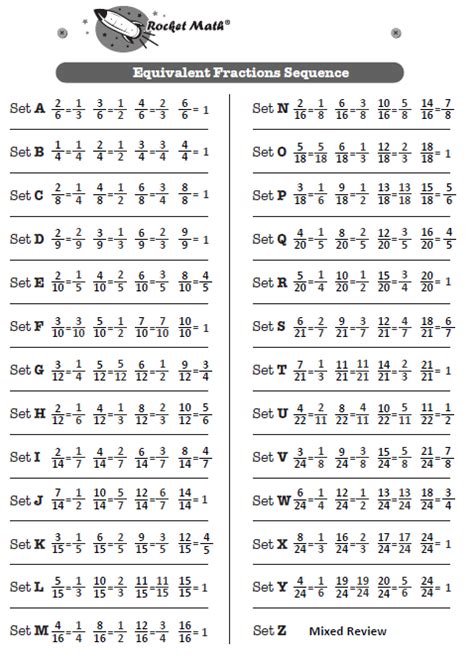 Equivalent Fractions Learning Track - Rocket Math