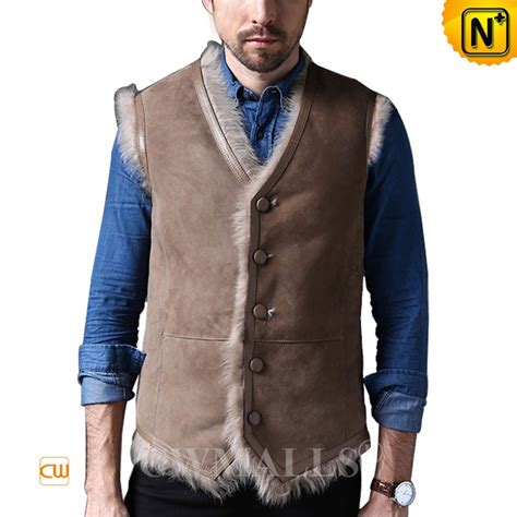 Cwmalls Sheepskin Shearling Collarless Vests Cw